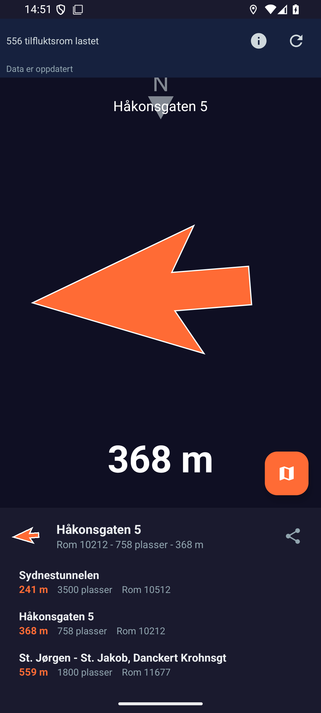 Kompassnavigasjon med nordindikator